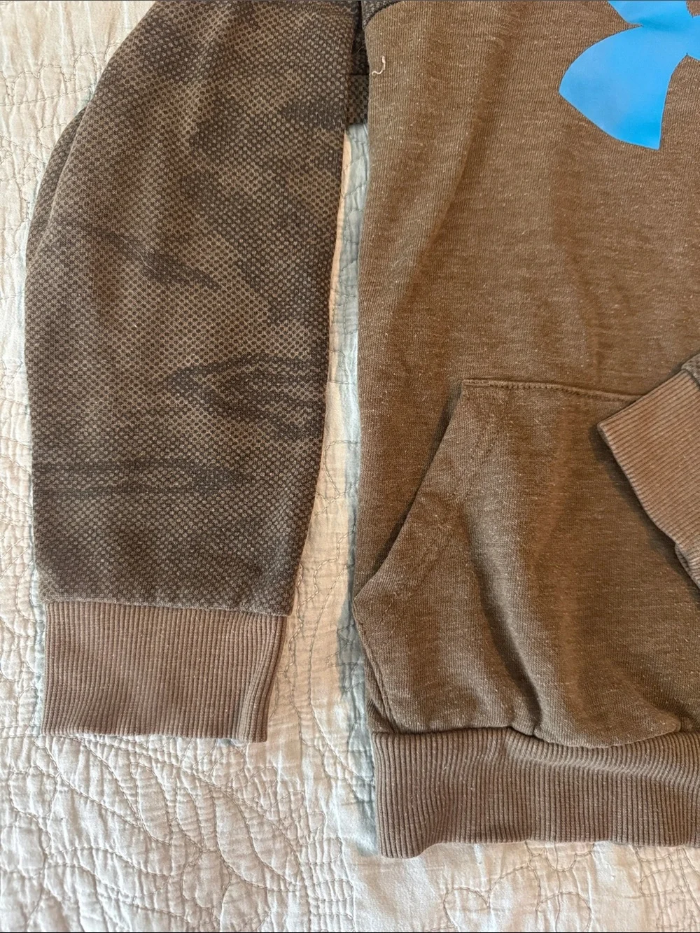 Under Armour Brown Hoodie with Bright Blue Logo - Kids